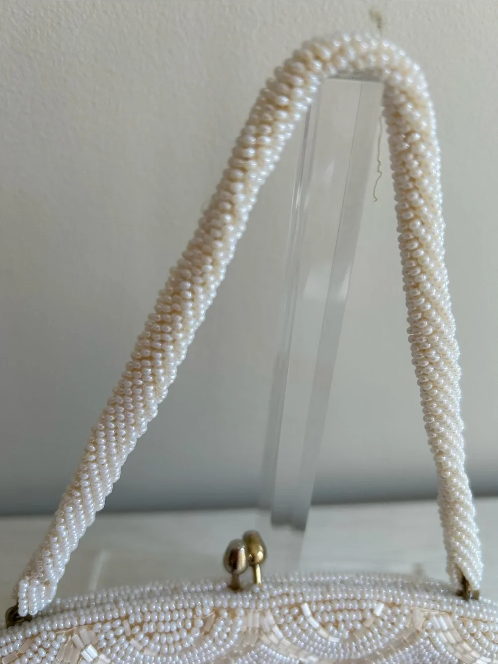 Elegant Ivory Beaded Handbag - Women Bags
